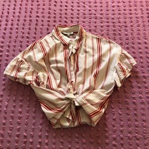 Madewell Central Stripe Ruffle Sleeve Shirt